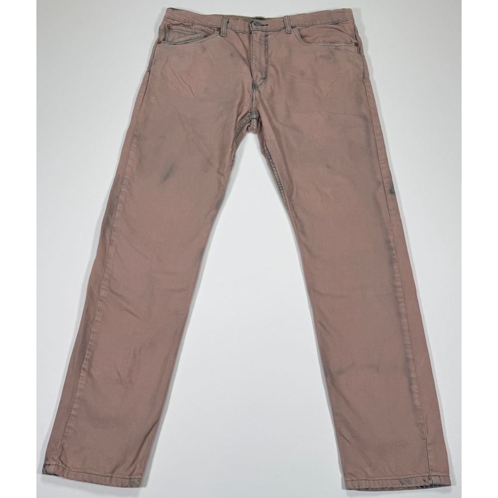 Levi's 512 Mens Jeans 36x32 Dusty Rose Pink Slim Taper Distressed Denim Casual